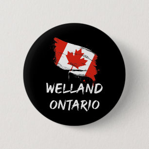 Welland Ontario Canada Splatter Flag Trip Vacation 2 Inch Round Button
