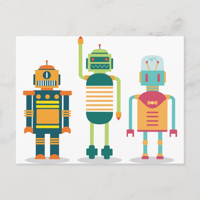 Wellcoda Cartoon Robot Party Kid Fun Life Postcard (Front)
