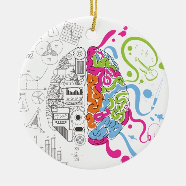 Wellcoda Creative Brain Mind Master Side Ceramic Ornament (Front)