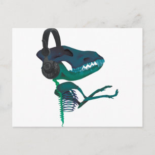 Wellcoda Dinosaur Headphone Music Lover Postcard