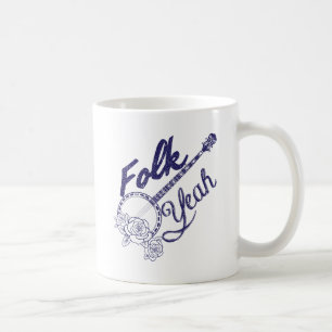 Wellcoda Folk Yeah Music Funny Banjo Rose Coffee Mug