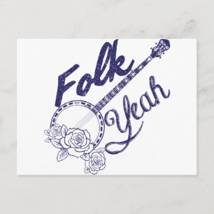 Wellcoda Folk Yeah Music Life Banjo Beat Postcard
