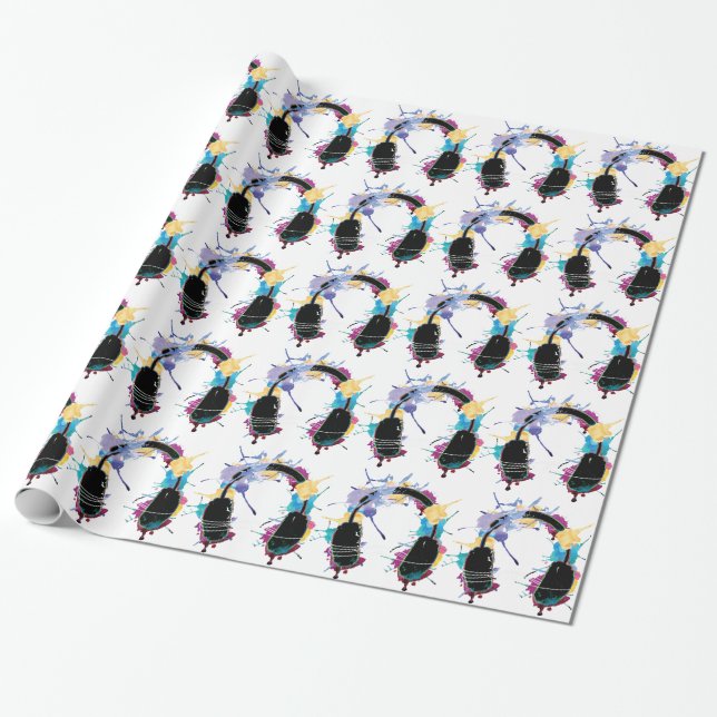 Wellcoda Headphone Music Dj Clubbing Beat Wrapping Paper (Unrolled)