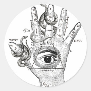 Wellcoda Illuminati Compass Snake Hand Classic Round Sticker