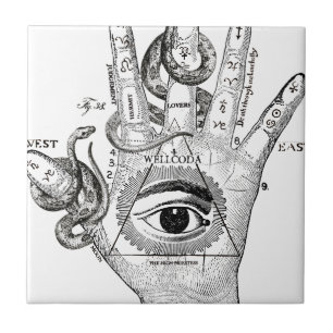 Wellcoda Illuminati Compass Snake Hand Tile