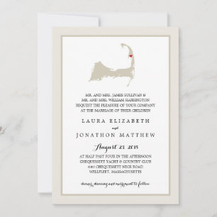 Wellfleet Cape Cod Map   Wedding Invitation