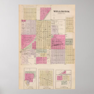 Wellington, Beaumont, Brainar,d and Benton, Kansas Poster