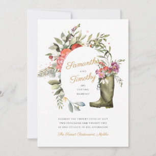 Wellington Boot Floral Wedding Invitation