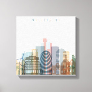 Wellington, New Zealand City Skyline Canvas Print