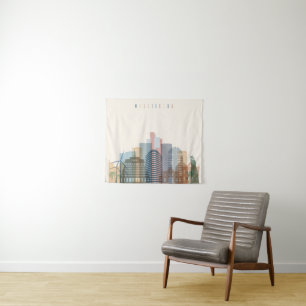 Wellington, New Zealand City Skyline Tapestry