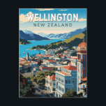 Wellington New Zealand Travel Art Vintage Postcard<br><div class="desc">Wellington retro vector travel design. Wellington,  the capital of New Zealand,  sits near the North Island’s southernmost point on the Cook Strait.</div>