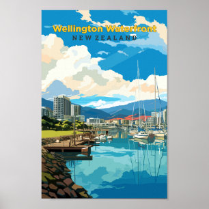 Wellington Waterfront Travel Art Vintage Poster