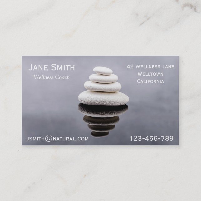 Wellness Coach Zen stones Business Card (Front)