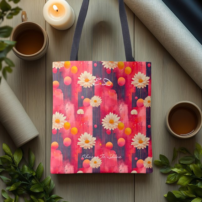 Wellness Inspired Floral Daisy Personalized Tote Bag (Creator Uploaded)