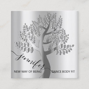 Wellness SPA Couch Tree Of Live Square Silver QR Square Business Card