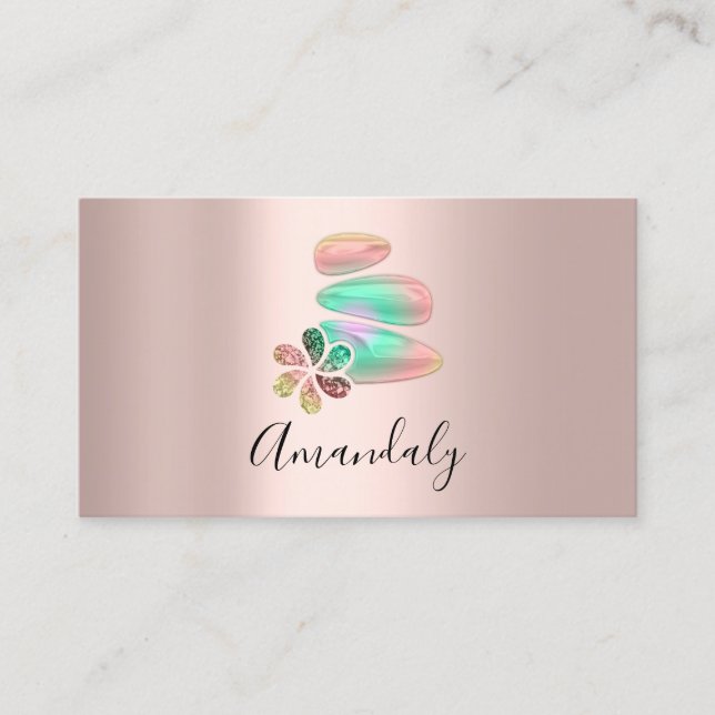 Wellness Spa Massage Therapy Pink Refexology Business Card (Front)