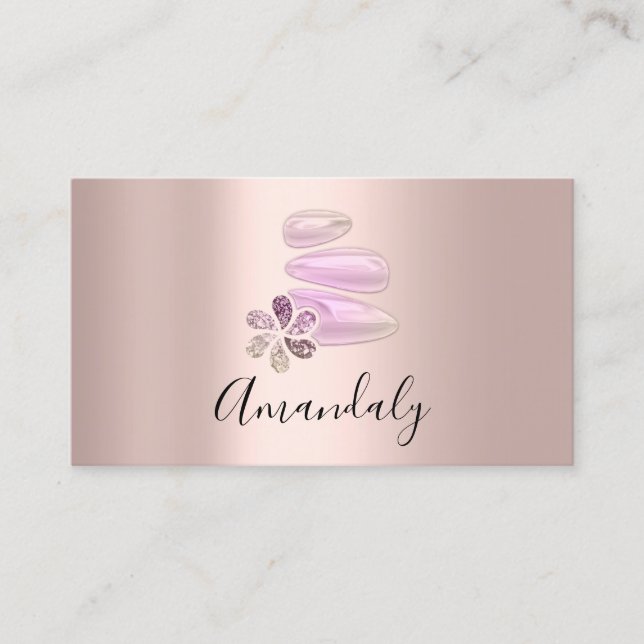 Wellness Spa Massage Therapy Pink Rose Business Card (Front)
