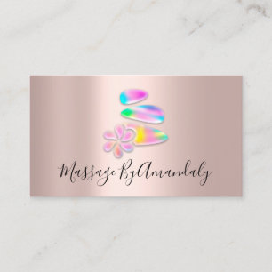 Wellness Spa Massage Therapy Reflexology Rose Pink Business Card