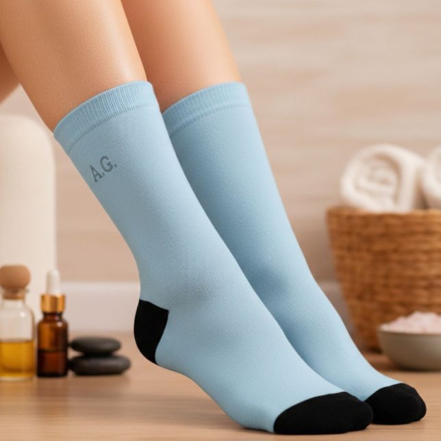 Wellness Waters Socks - Pastel Blue with Initials (Creator Uploaded)