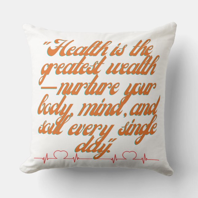 Wellness Wealth Throw Pillow (Front)