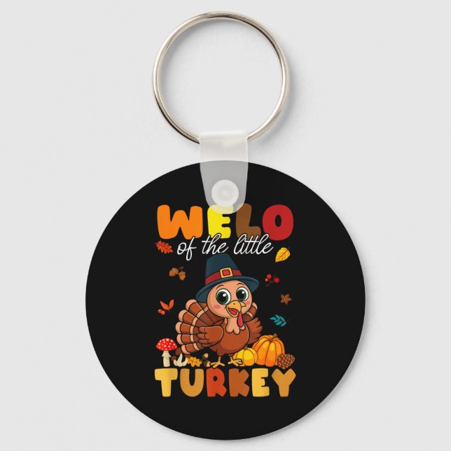 Welo Of The Little Turkey Thanksgiving Baby Shower Keychain (Front)