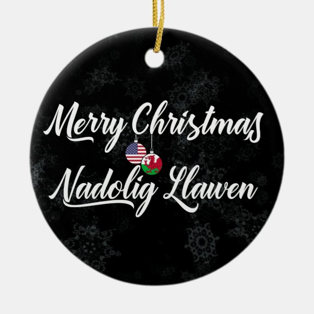 Welsh American Bilingual Holiday Decoration (Front)