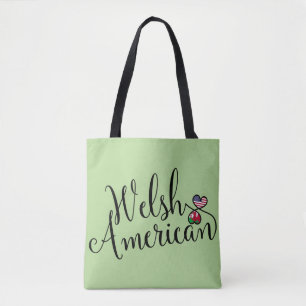 Welsh American Entwined Hearts Grocery Bag