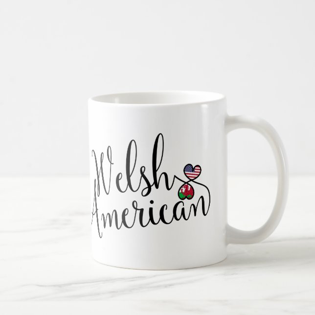 Welsh American Entwined Hearts Mug (Right)