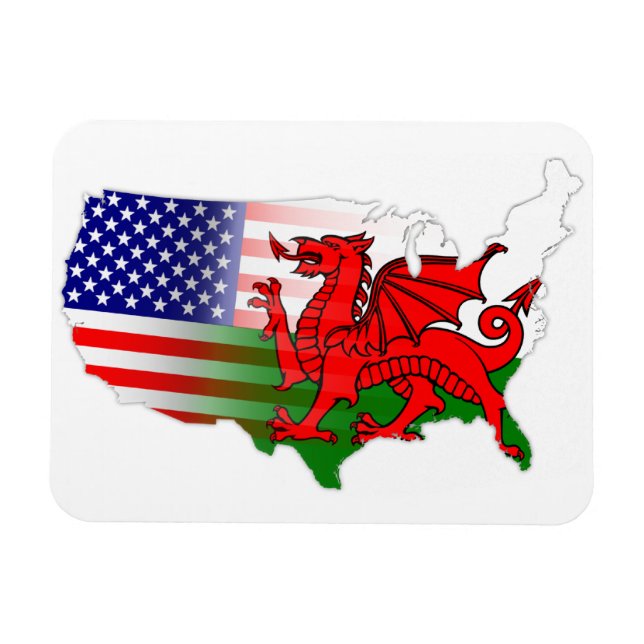 Welsh American Flags Map Flexi Magnet (Horizontal)