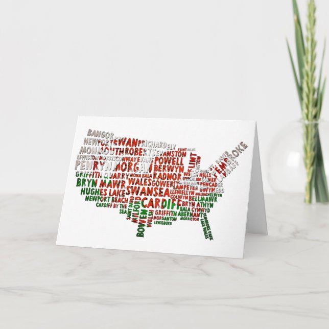 Welsh American US Map Greeting Cards (Front)
