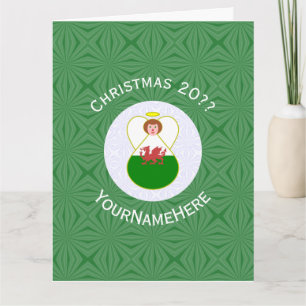 Welsh Angel Christmas Flag Personalized  Card