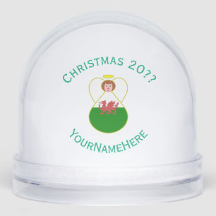 Welsh Angel Christmas Flag Personalized Snowglobe
