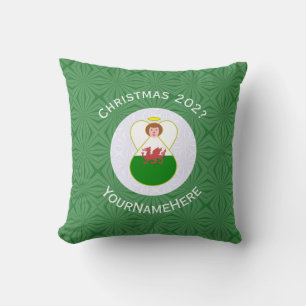 Welsh Angel Christmas Flag Personalized  Throw Pillow