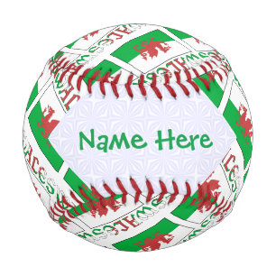 Welsh Angel Christmas Flag Tiled Green Personalize Baseball