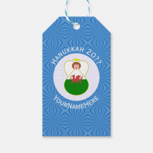 Welsh Angel Hanukkah Flag Personalized  Gift Tags