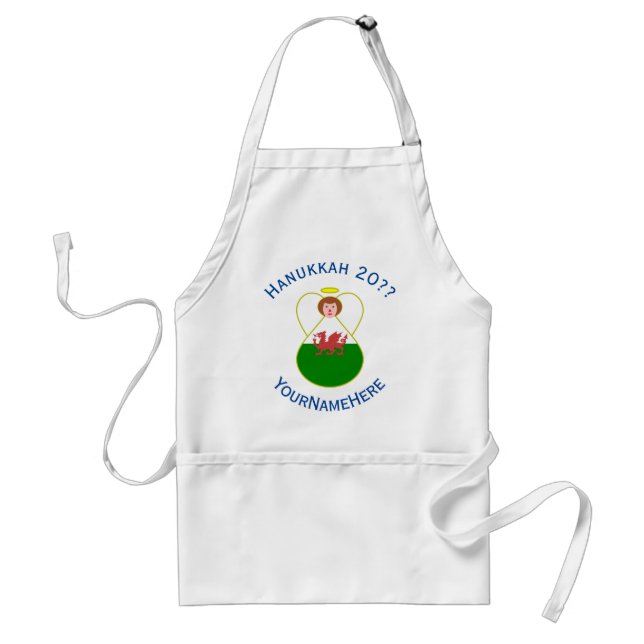Welsh Angel Hanukkah Flag Personalized  Standard Apron (Front)