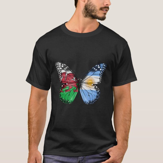 Welsh Argentinian Flag Butterfly T-Shirt (Front)