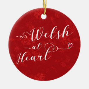 Welsh At Heart, Christmas Tree Ornament, Wales Ceramic Ornament