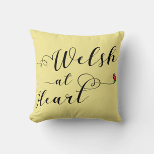 Welsh At Heart Throw Cushion, Wales Throw Pillow