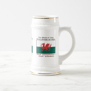 Welsh Blood of Celts Flows Veins Sometimes Whiskey Beer Stein