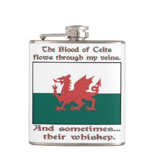 Welsh Blood of Celts Flows Veins Sometimes Whiskey Hip Flask