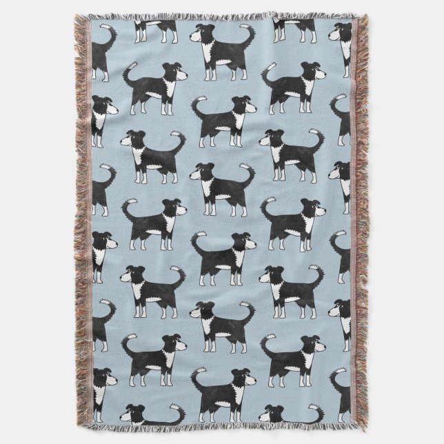 Welsh Border Collie Dog Throw Blanket (Front Vertical)