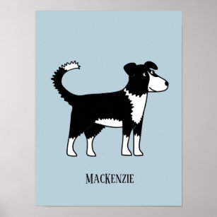 Welsh Border Collie Sheep Dog Custom Text Poster