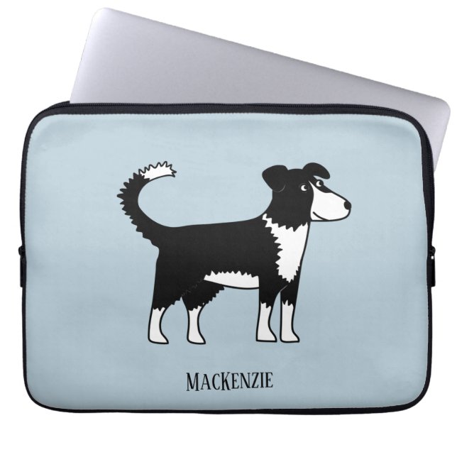 Welsh Border Collie Sheepdog Personalized Laptop Sleeve (Front)