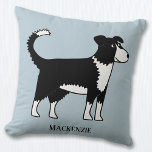 Welsh Border Collie Sheepdog Personalized Throw Pillow<br><div class="desc">An adorable collie dog design for animal lovers. Change the name to personalize.</div>