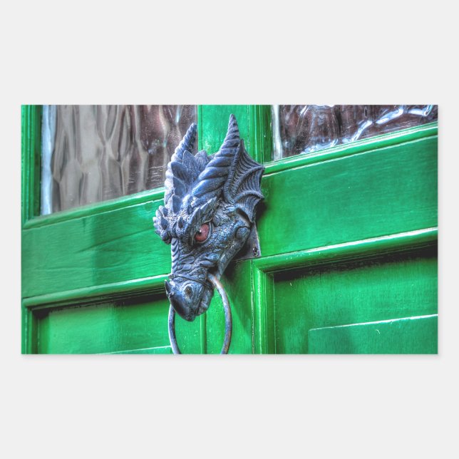 Welsh Cast Iron Dragon Head Door-knocker Sticker (Front)