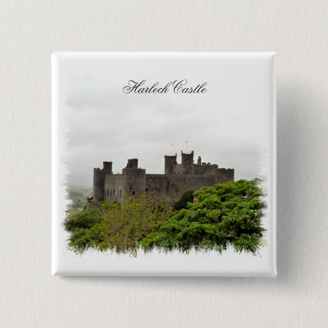 WELSH CASTLES 2 INCH SQUARE BUTTON (Front)