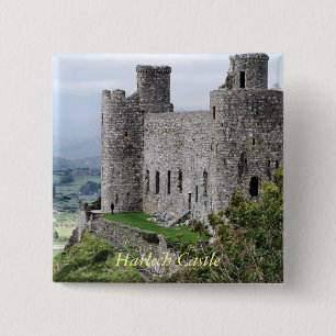 WELSH CASTLES 2 INCH SQUARE BUTTON