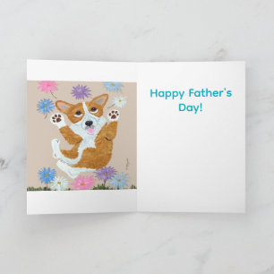  Welsh Corgi and Butterflies Happy Father's Day Card