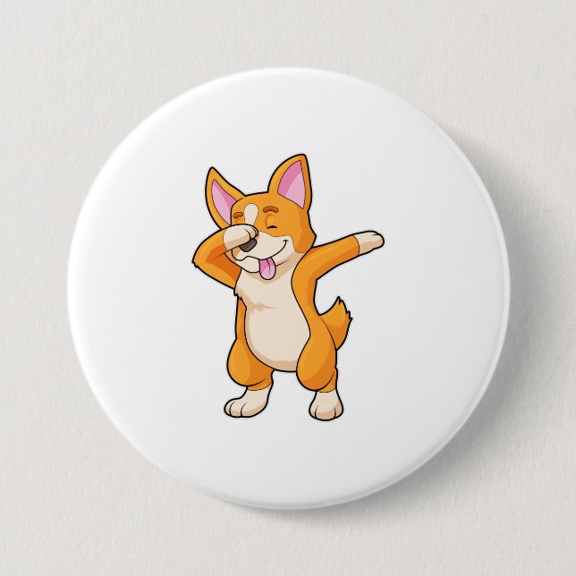 Welsh Corgi at Hip Hop Dance Dab 3 Inch Round Button (Front)
